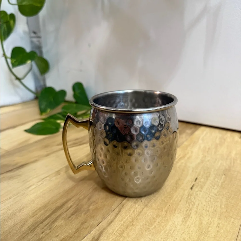 Silver Hammered Mug with Gold Handle